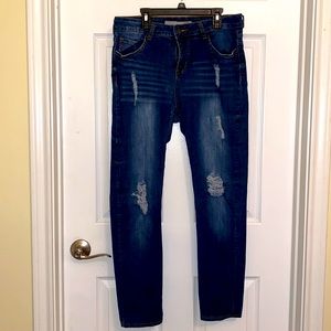 Skinny, distressed jeans, size 12